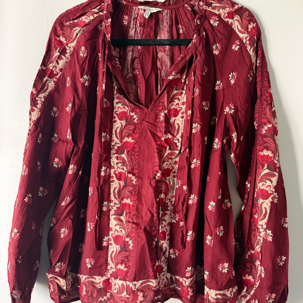 Lucky Brand Burgundy Floral Blouse
